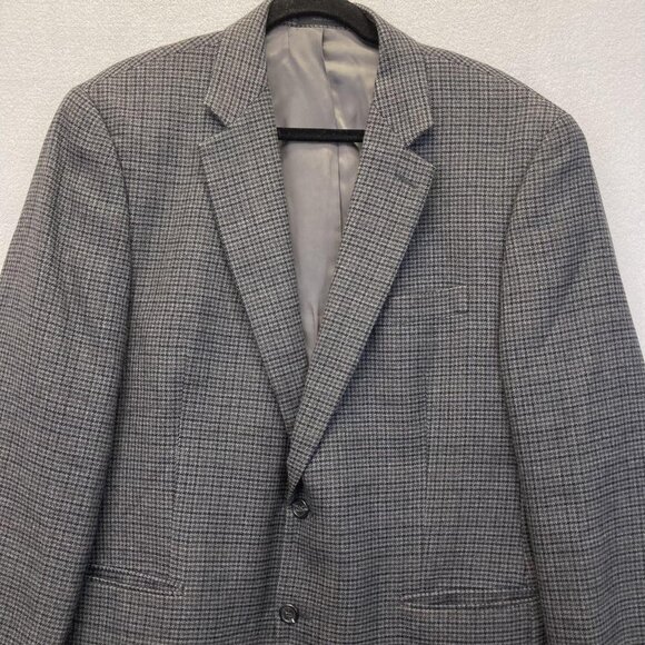 Chaps 100% Lambswool Blazer Jacket Mens 42R Gray Houndstooth Sport Coat Formal - Picture 2 of 16